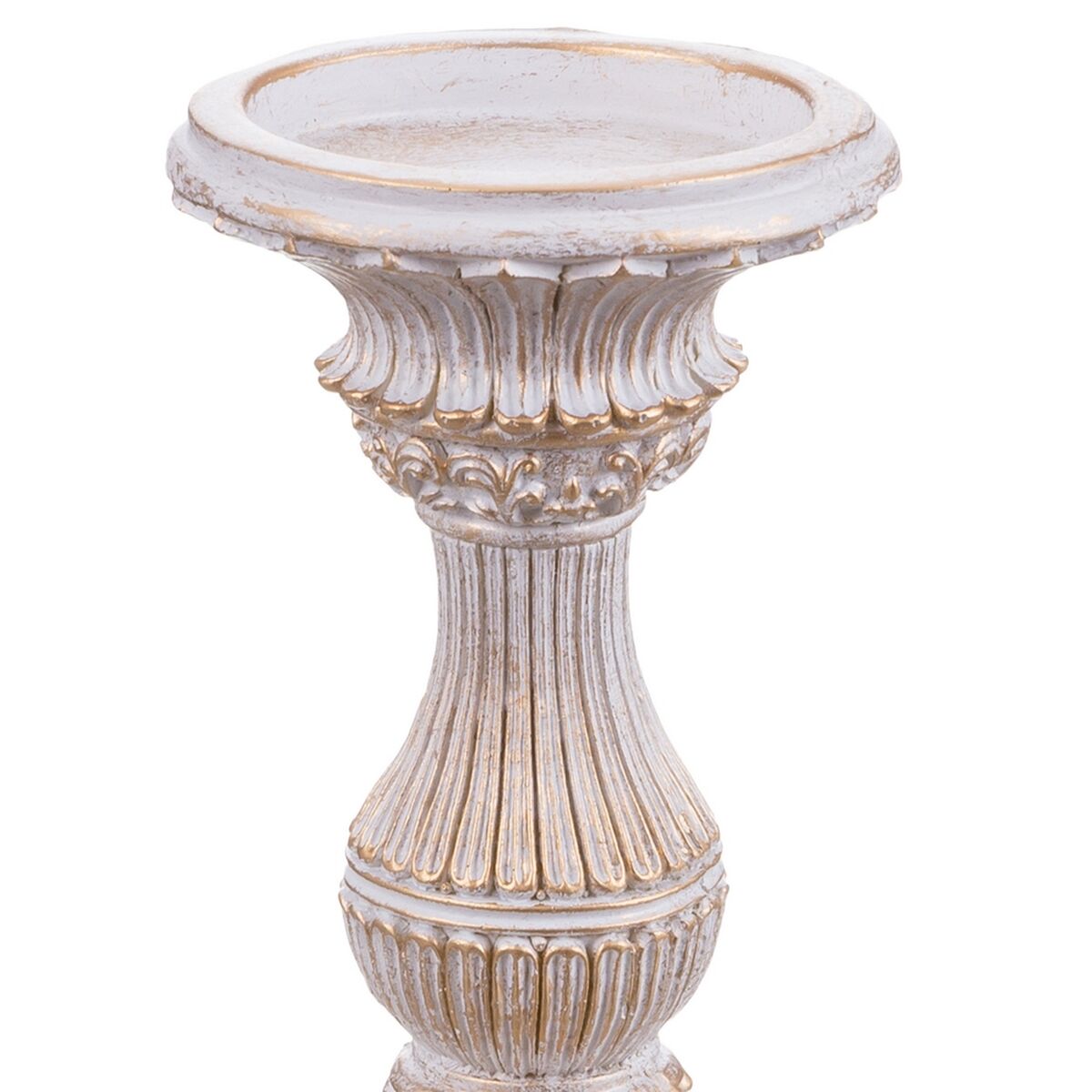 Candelabro Branco Resina Natal 9 x 9 x 19,5 cm